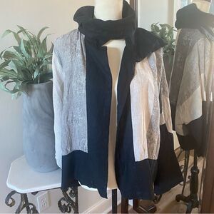 💚 Ivan Grundahl Copenhagen Lagenlook Slouchy Color Block Linen Jacket size 42/L